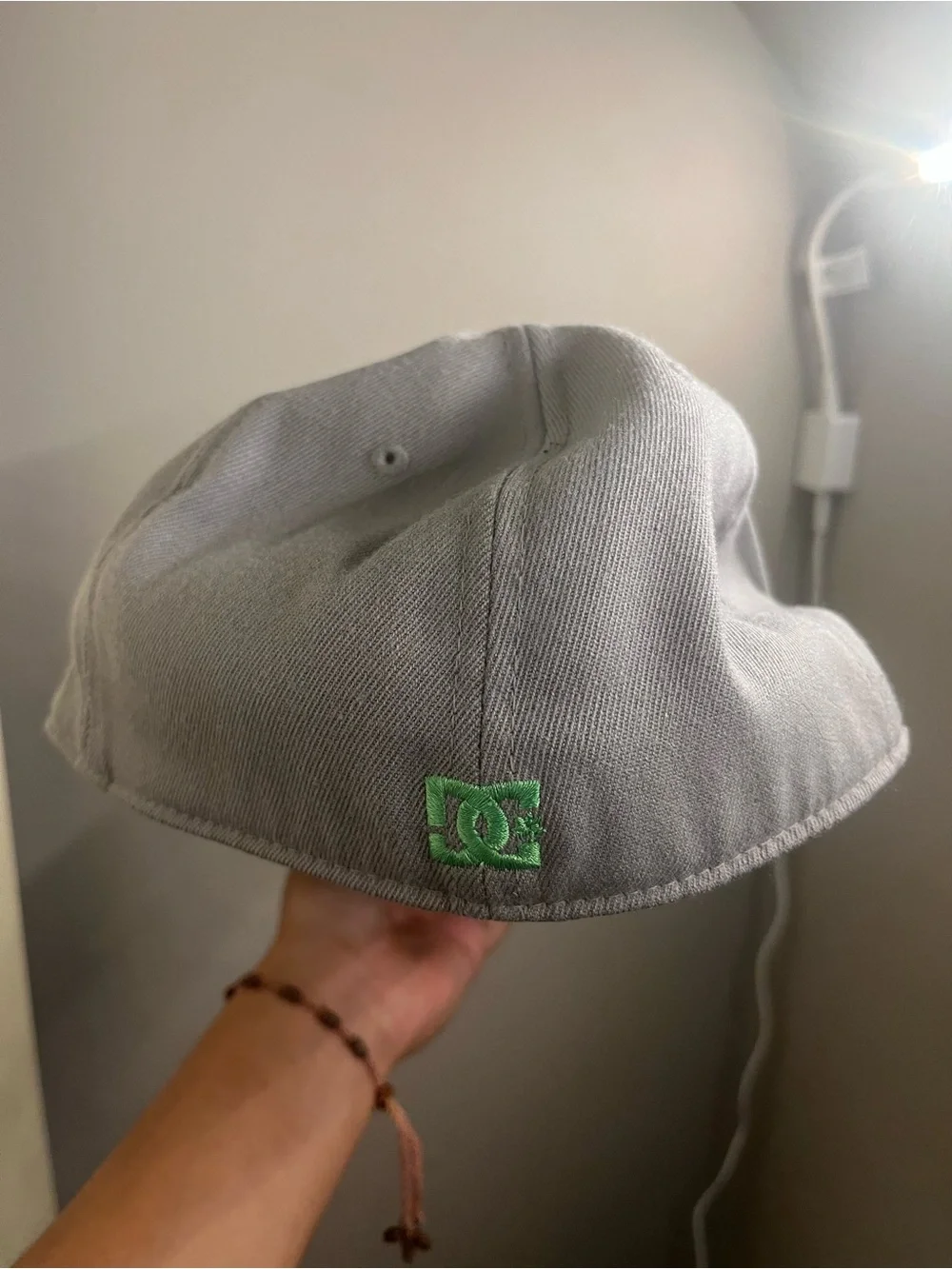 DC Kids Gray Snapback Hat with Neon Green Brim
